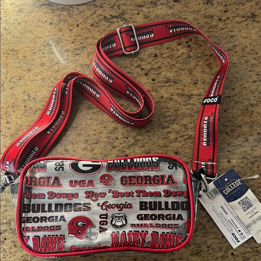 NWT GEORGIA STADIUM APPROVED CROSS BODY CLEAR BAG W/ REMOVABLE ADJUSTABLE STRAP